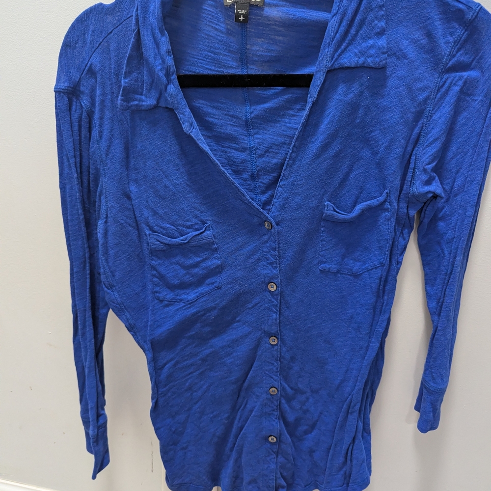 Women's Blue Button-Up Top